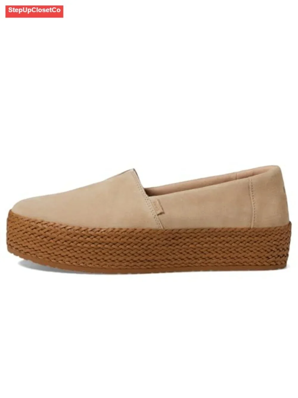 Espadrille Platform Slip-On with Suede Upper and Braid Wrap